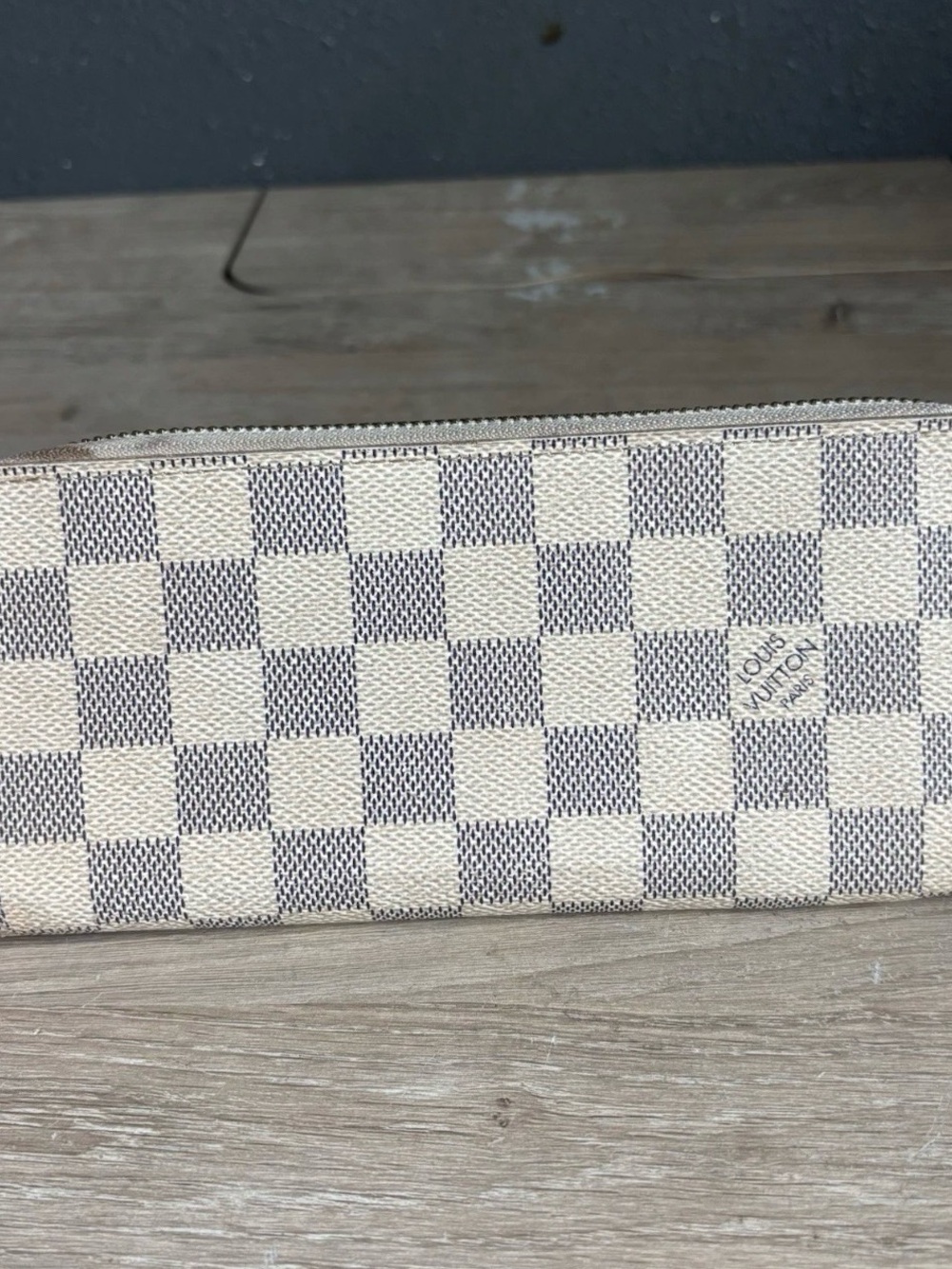 Louis Vuitton Damier Azur Zippy Zip Around Long Wallet White Pink Inner